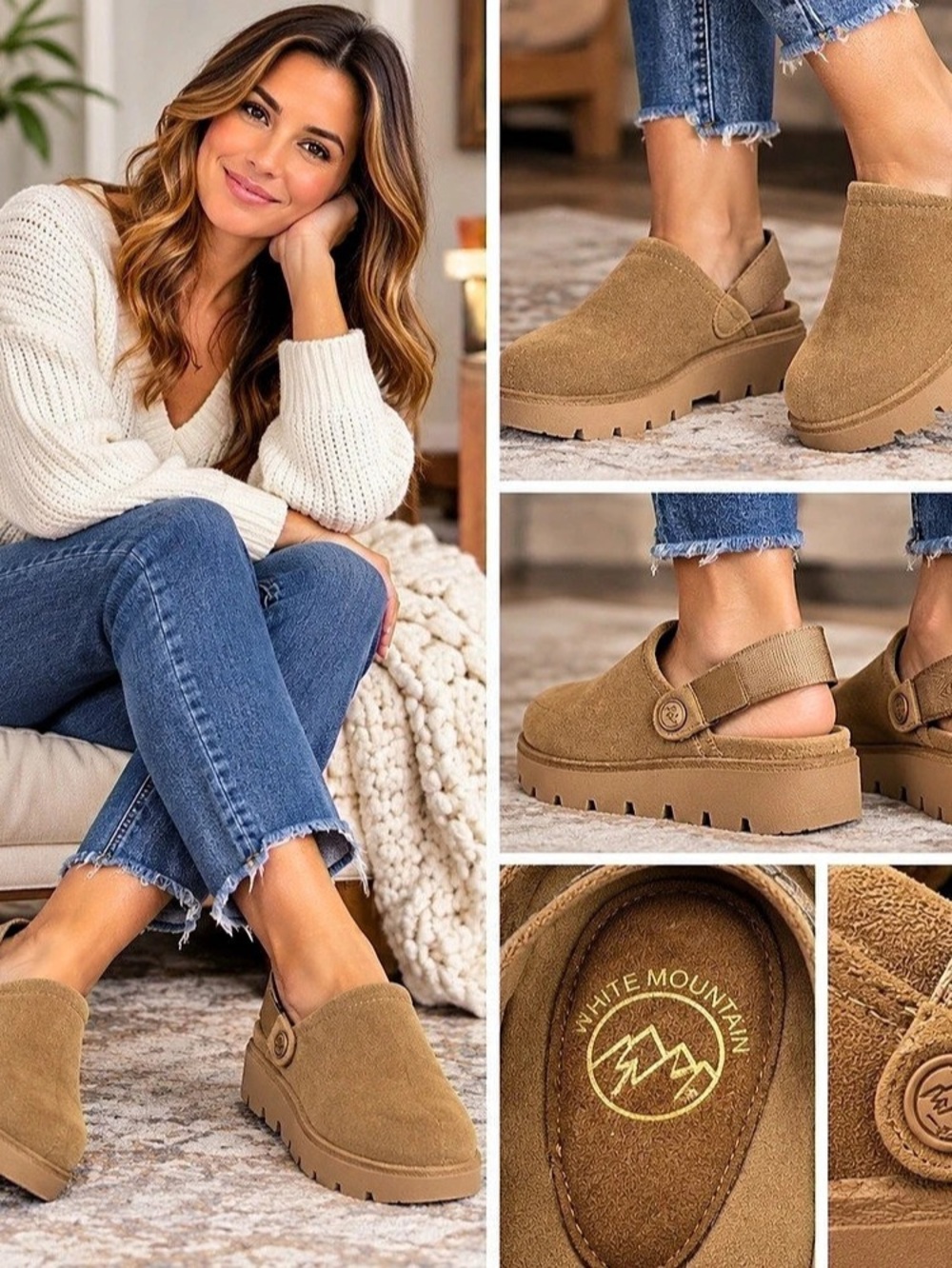 White Mountain W38080UTODDY Platform Sandals Brown US 9 NWT